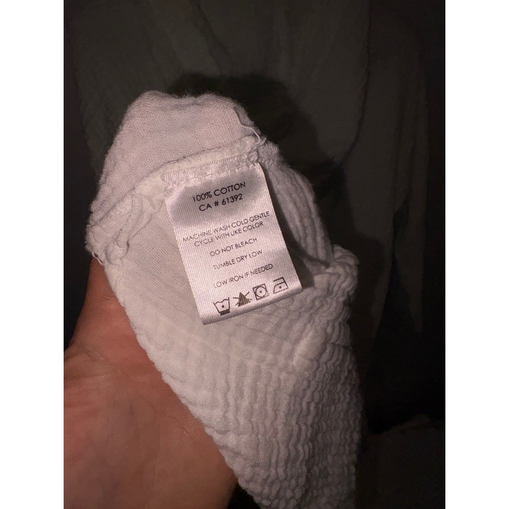 Shannon Passero 100% Cotton Gauze Hoodie Texture Beach Cover Up Top White - Picture 4 of 8